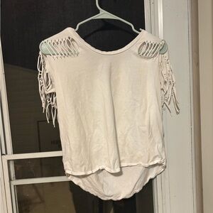 Size M women’s Caruso White Fringe Sleeve Top